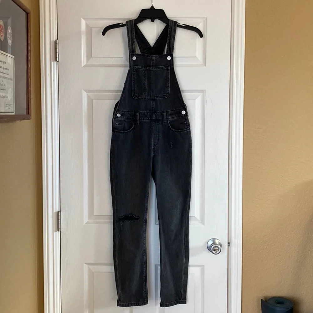 Old Navy girls distressed overalls